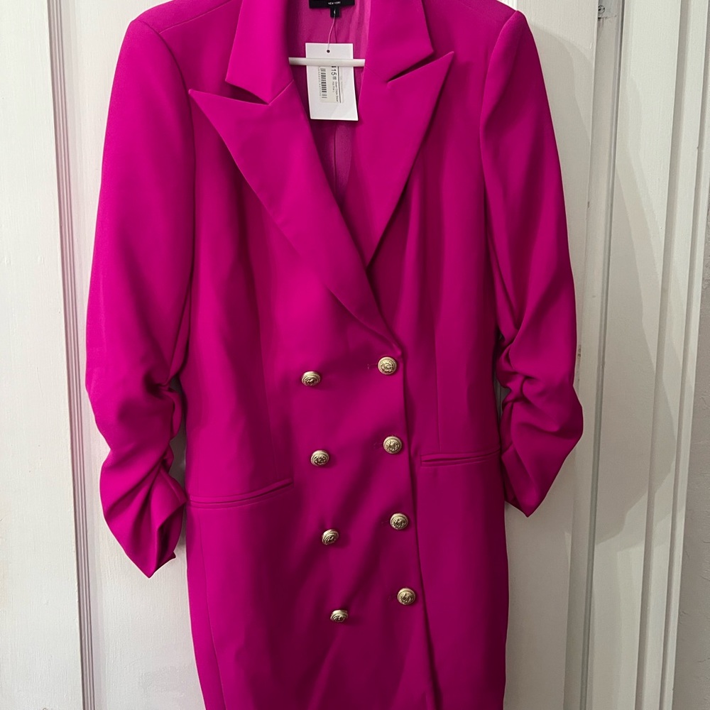 Generation Love Vibrant Pink Double-Breasted Midi Dress